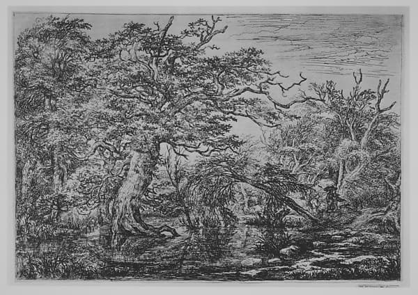 A Forest Marsh with Travelers on a Bank (The Travelers), by Jacob van Ruisdael