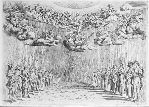 Design for the Stage for 'Intermedio 6', from an Album with Plates documenting the Festivities of the 1589 Wedding of Ferdinand I and Christine of Lorraine, by Epifanio d'Alfiano