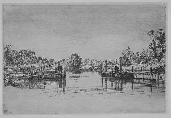 Egham Lock, by Sir Francis Seymour Haden