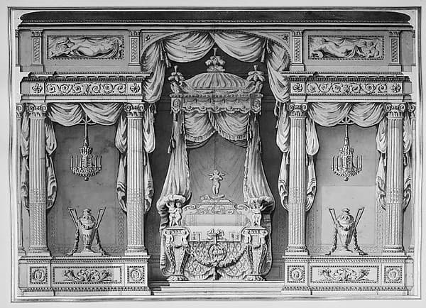 Design for a Canopy Bed in an Alcove, by Anonymous, French, 18th century