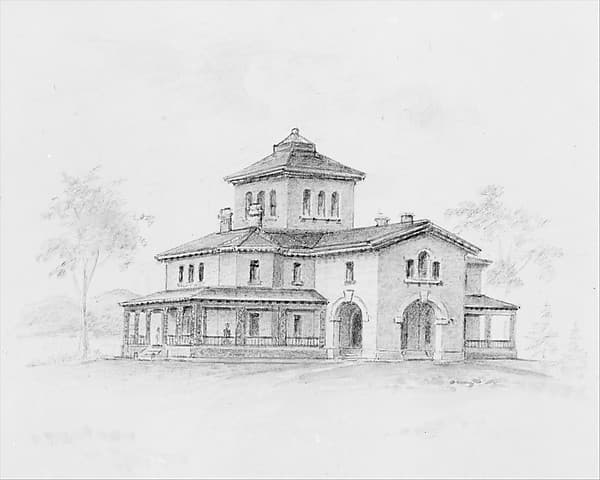 Samuel F. B. Morse House, Poughkeepsie, New York (perspective and plan), by Alexander Jackson Davis