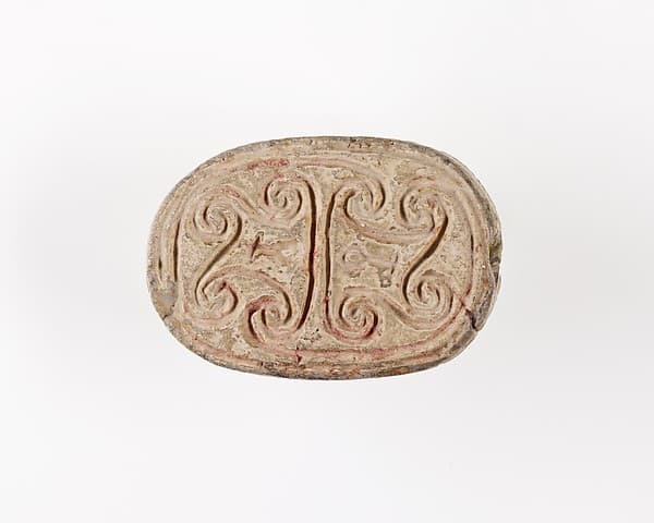 Scarab Incised with Hieroglyphs and Scrolls