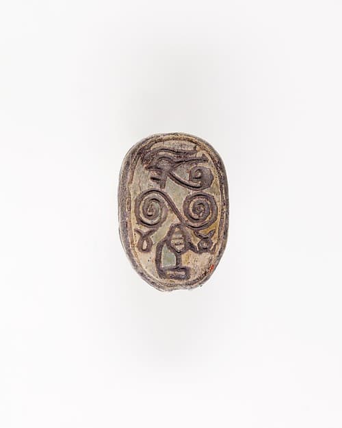 Scarab Incised with Hieroglyphs and Scroll
