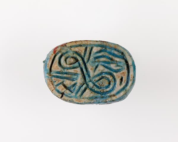 Scarab with Scroll and Hieroglyphs