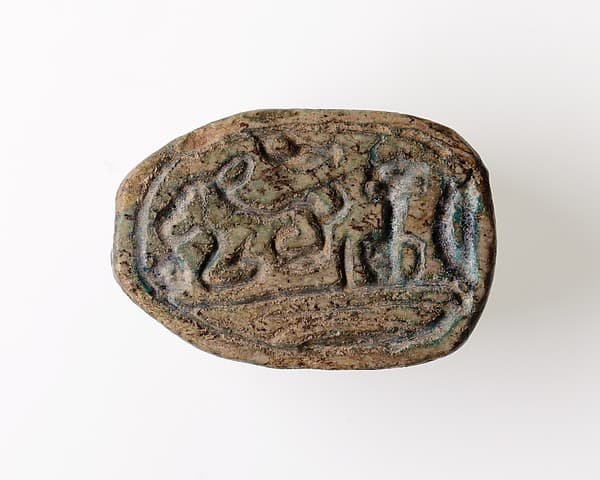 Scarab with Hieroglyphs and Recumbent Donkey