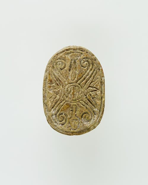 Scarab Incised with Hieroglyphs and a Cruciform Design