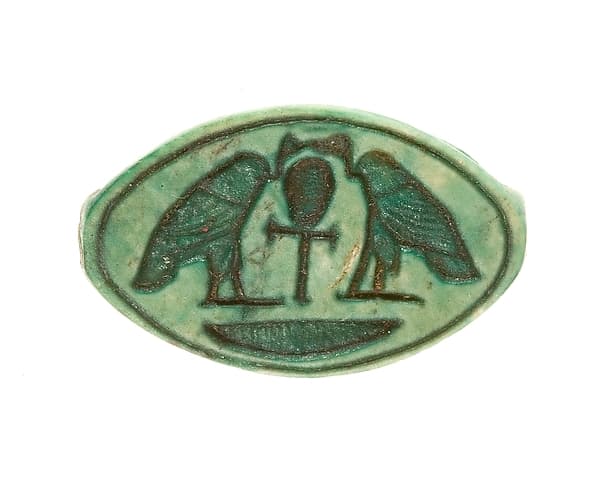 Cowroid Seal Amulet Inscribed with a Hieroglyphic Motif