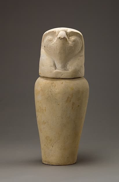 Canopic jar with falcon head