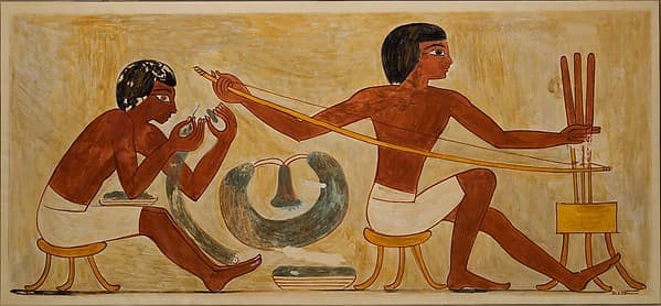 Stringing and Drilling Beads, Tomb of Rekhmire, by Nina de Garis Davies