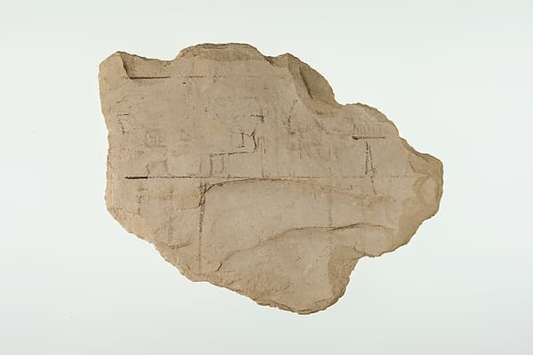 Ostracon With an Artist's Sketch of a Tomb Scene