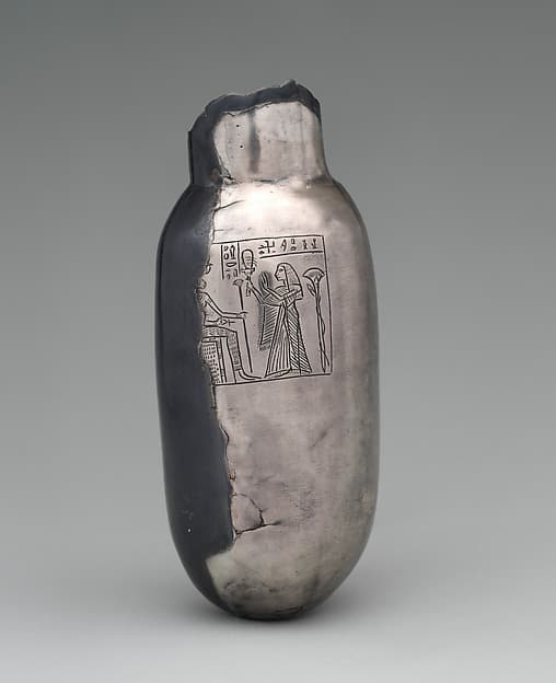 Bottle illustrating Meritptah honoring Bastet