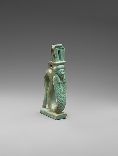 Amulet of a rearing cobra with a Hathor-emblem head