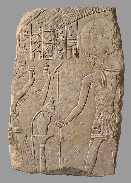 Stela fragment depicting Pay adoring Re-Harakhty