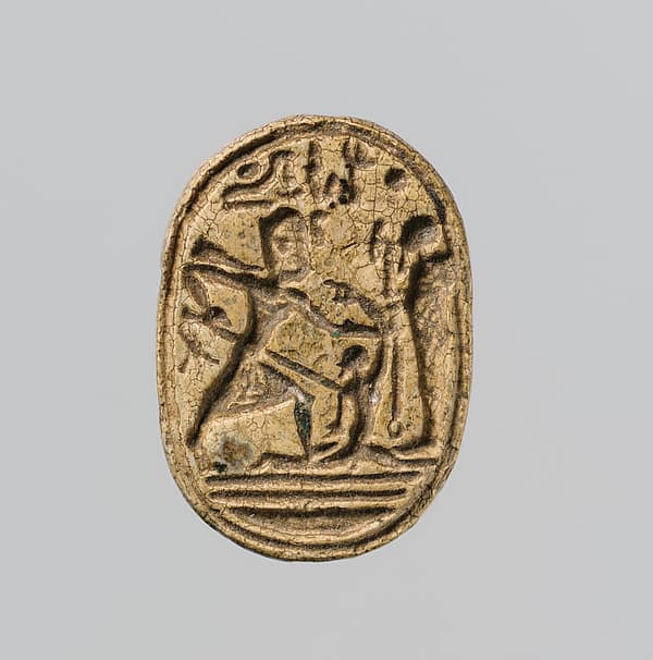Scarab Depicting Ramesses II Smiting a Captive Before the God Ptah
