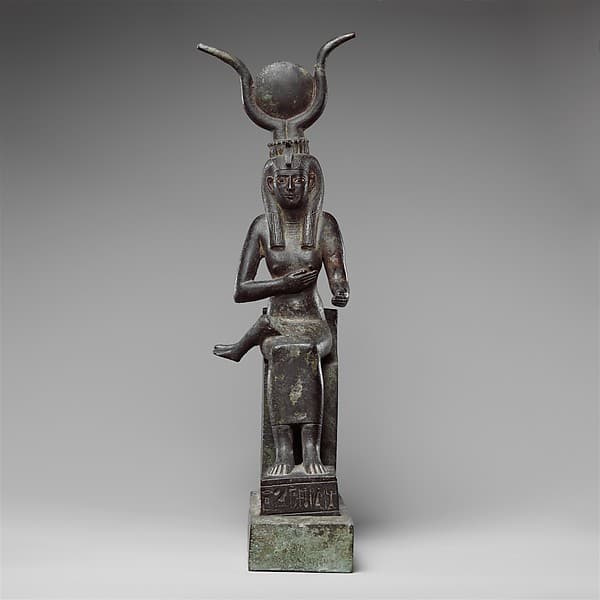 Statuette of Isis nursing Horus (missing above the legs), inscribed for Hor son of Padihorresnet