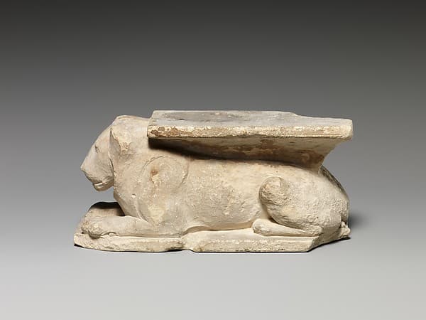 Model of a temple door bolt with recumbent lion