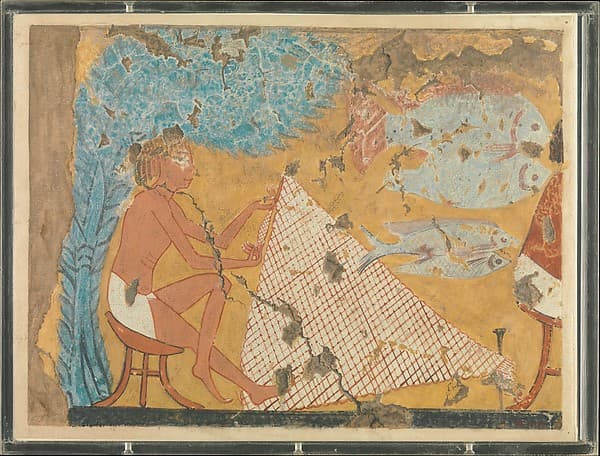 Man Making a Net, Tomb of Ipuy, by Norman de Garis Davies