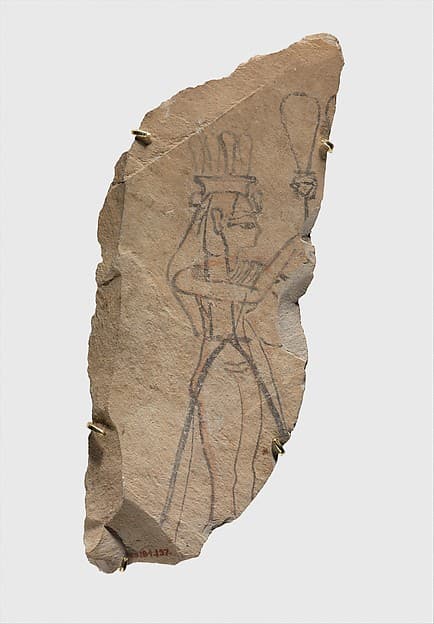 Ostracon Depicting a Queen Holding a Sistrum