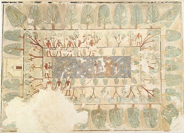 Deceased Being Towed in a Boat, Tomb of Rekhmire, by Nina de Garis Davies