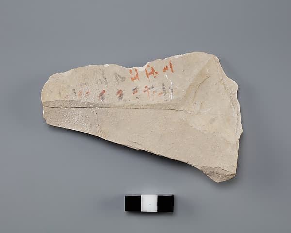 Hieratic ostracon with short list in red and black