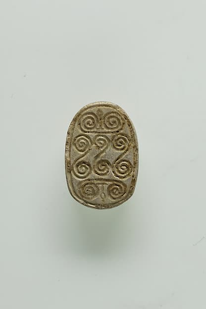Scarab Incised with Hieroglyphs and Scrolls