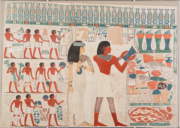 East Wall, North Side of Nakht's Offering Chapel, by Norman de Garis Davies