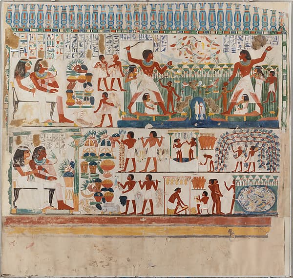 North Side of the West Wall of Nakht's Offering Chapel, by Norman de Garis Davies