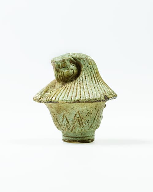 Top of papyrus scepter amulet with falcon head