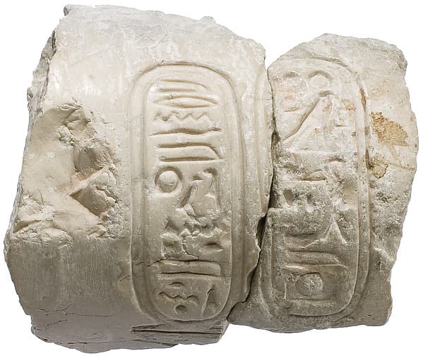 Forearm with pleated garment, Aten cartouches
