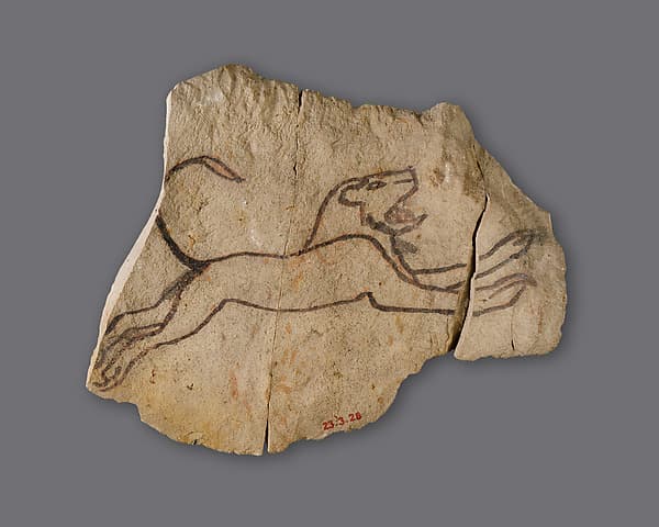 Ostracon with sketch of a running lion