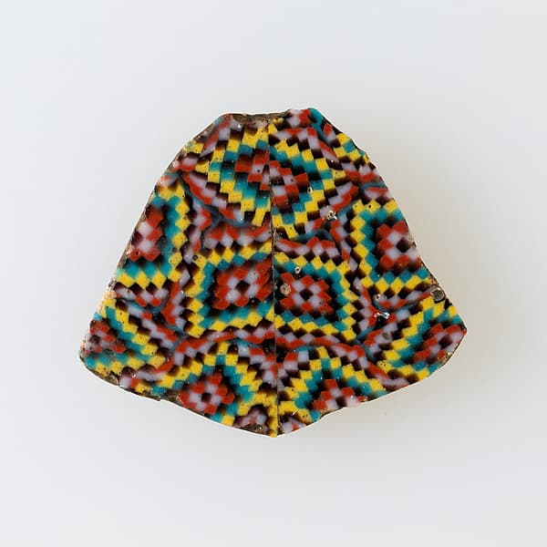 Inlay fragment, small colored squares forming a diamond pattern