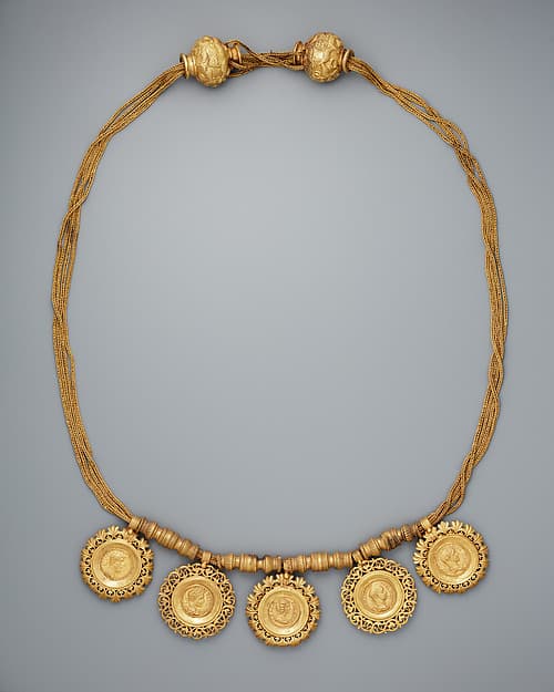 Collar with medallions containing coins of emperors