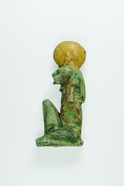 Inlay of a seated lion-headed goddess