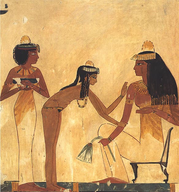 Seated woman with Two Female Servants, by Charles K. Wilkinson