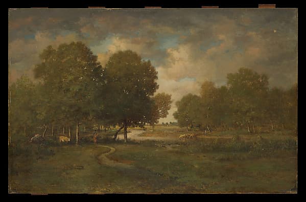 A River in a Meadow, by Théodore Rousseau