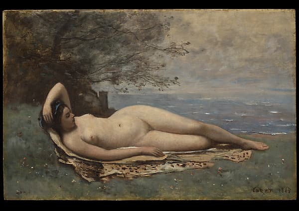 Bacchante by the Sea, by Camille Corot