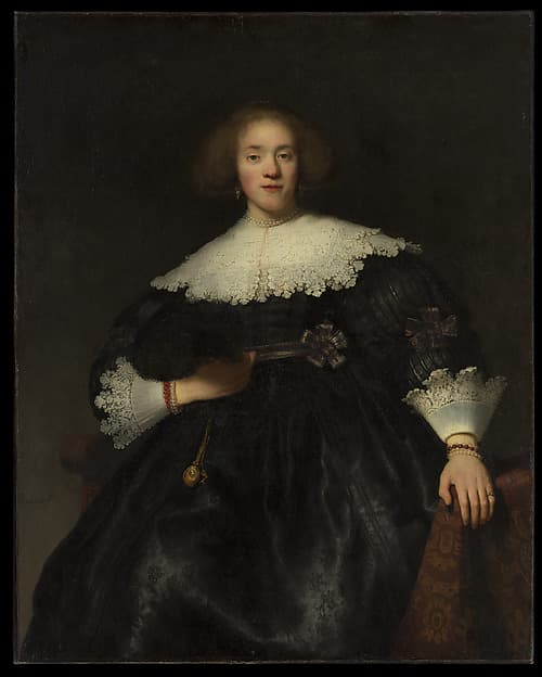 Portrait of a Young Woman with a Fan, by Rembrandt (Rembrandt van Rijn)