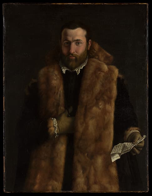 Portrait of a Man in a Fur-Trimmed Coat, by Italian (Lombard) Painter