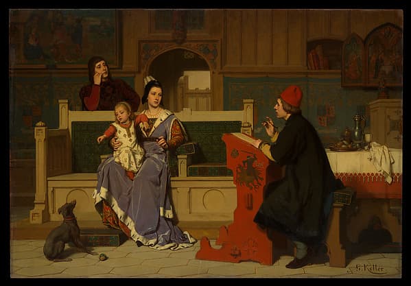Hugo van der Goes Making a Portrait of Mary of Burgundy, by Wilhelm (Guillaume) Koller