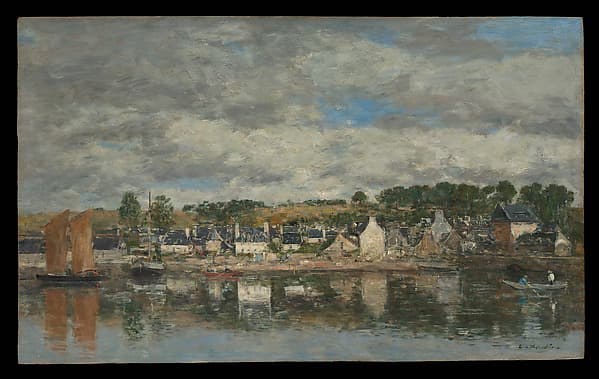 Village by a River, by Eugène Boudin