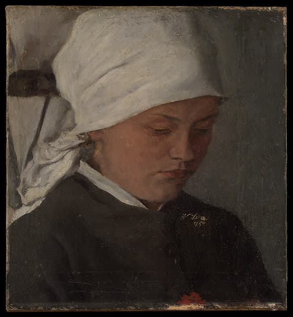 Peasant Girl with a White Headcloth, by Wilhelm Leibl