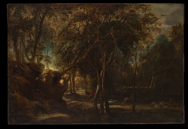 A Forest at Dawn with a Deer Hunt, by Peter Paul Rubens