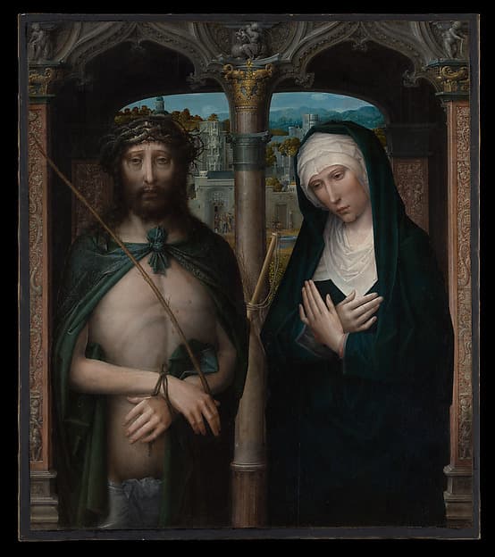 Christ Crowned with Thorns (Ecce Homo), and the Mourning Virgin (Mater Dolorosa), by Adriaen Isenbrant