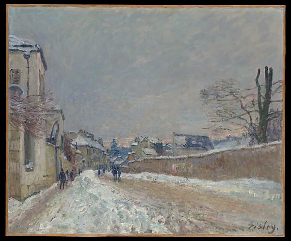 Rue Eugène Moussoir at Moret: Winter, by Alfred Sisley