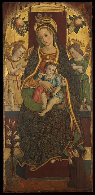 Madonna and Child Enthroned with Two Angels and a Donor, by Vittore Crivelli