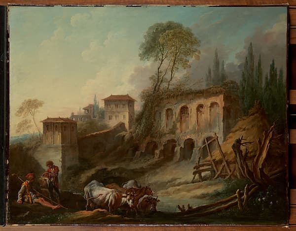 Imaginary Landscape with the Palatine Hill from Campo Vaccino, by François Boucher