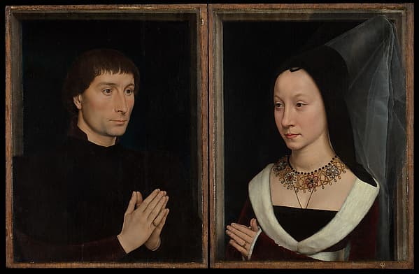 Tommaso di Folco Portinari (1428–1501); Maria Portinari (Maria Maddalena Baroncelli, born 1456), by Hans Memling