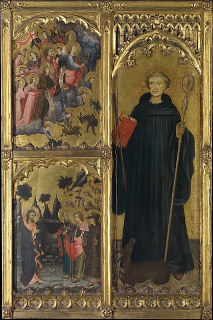 Saint Giles with Christ Triumphant over Satan and the Mission of the Apostles, by Miguel Alcañiz (or Miquel Alcanyís)