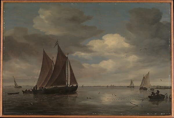 Fishing Boats on a River, by Salomon van Ruysdael