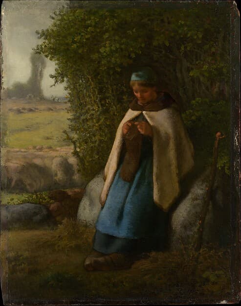 Shepherdess Seated on a Rock, by Jean-François Millet